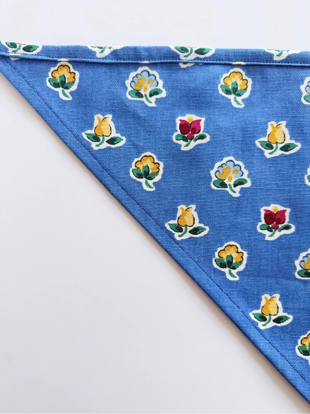 Handmade Blue Floral Tie Bandana Head Scarf Waist Scarf Cottagecore Cotton - Picture 7 of 8